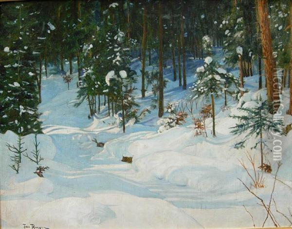 Pejzaz Zimowy Oil Painting - Jan Berger