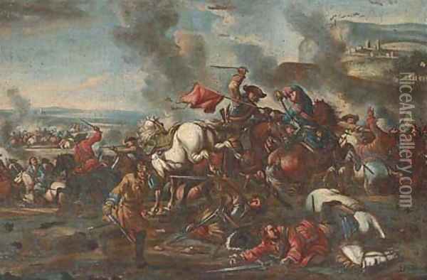 A cavalry skirmish 2 Oil Painting - Francesco Simonini