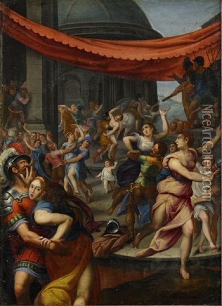 Sabinskornas Bortrovande Oil Painting - Alessandro di Cristofano Allori