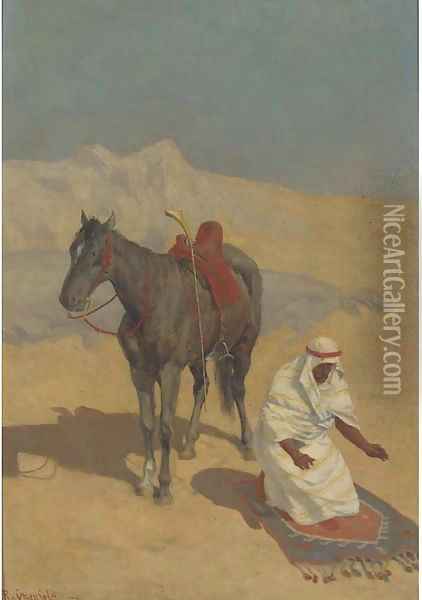 A prayer in the desert Oil Painting - Rudolf Otto Ritter von Ottenfeld