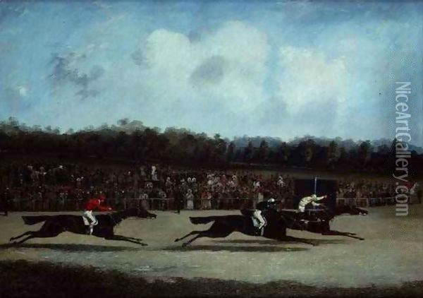 The Finish of the St.Leger Oil Painting - Henry Thomas Alken
