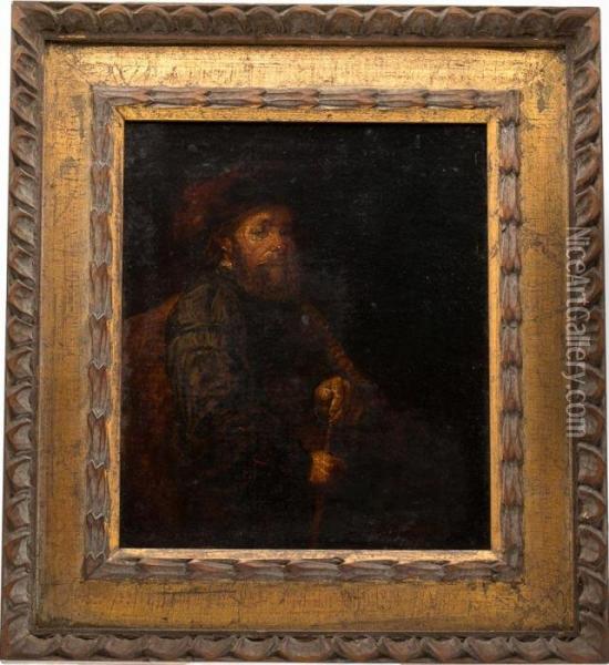 A Gentleman Oil Painting - Rembrandt Van Rijn