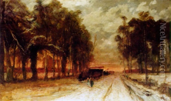 Sunset Landscape Oil Painting - Edwin John Ellis