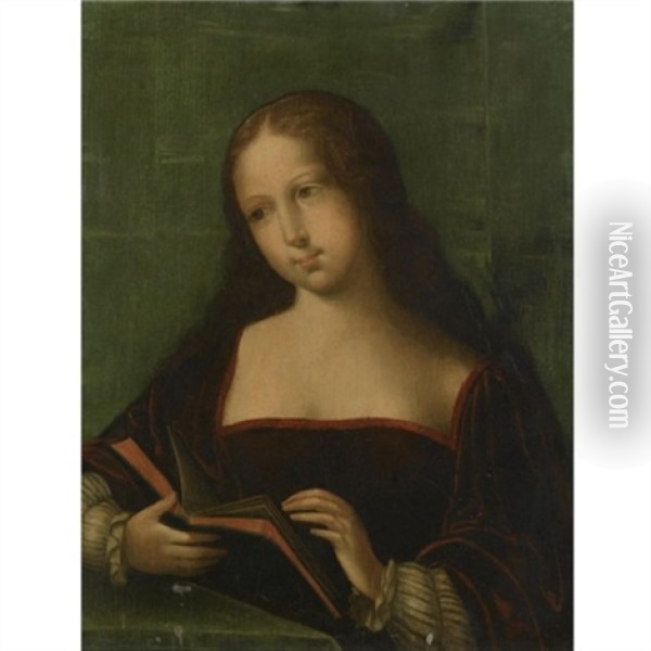 Mary Magdalene Reading Oil Painting -  Master of the Female Half Lengths