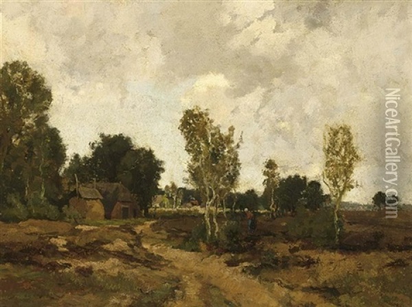 A Farm House On The Heath Oil Painting - Theophile De Bock
