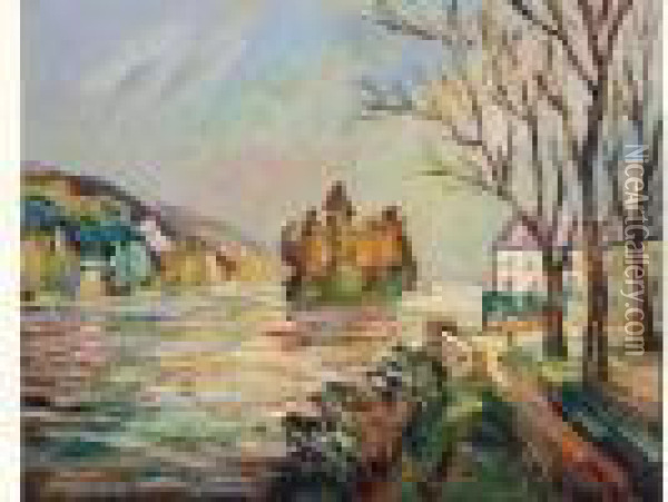 La Seine A L'ouest De Vernon Oil Painting - Pierre Dumont