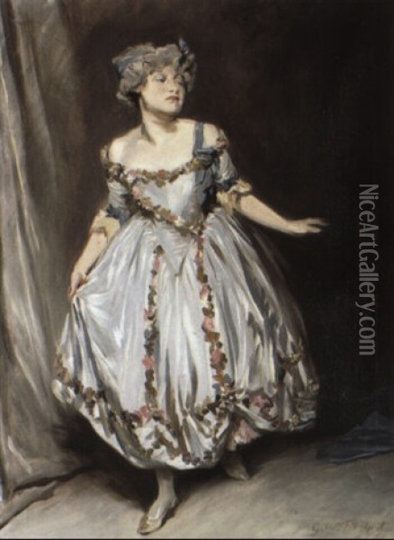 Portrait Sketch Of Mrs. Emile Mond Dressed For Chelsea Arts Club Ball Oil Painting - Glyn Warren Philpot
