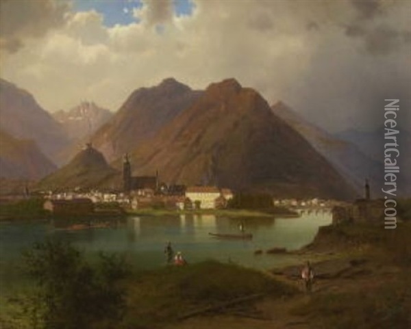 Blick Auf Schwaz In Tirol Oil Painting - Ferdinand Lepie