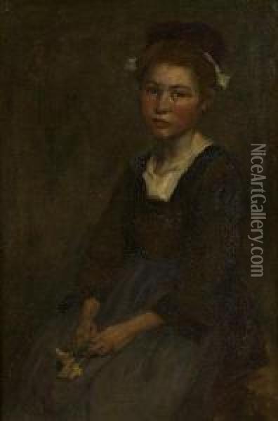 Portrait Of A Breton Girl Oil Painting - Aloysius C. O'Kelly