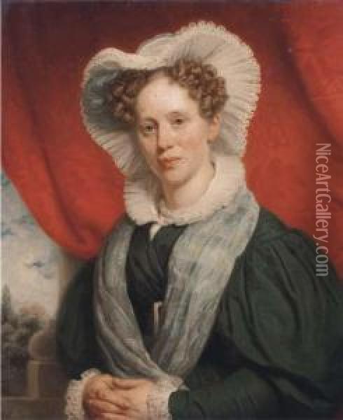 Portrait Of Agatha Abrahamina Des Amorie Van Der Hoeven Oil Painting - Frederik Marianus Kruseman