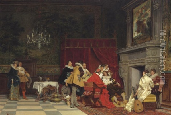 At The Cardinal's Oil Painting - Tito Conti