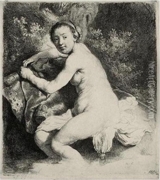 Diana At The Bath (b., Holl.201; H.42; Bb.31-4) Oil Painting - Rembrandt Van Rijn