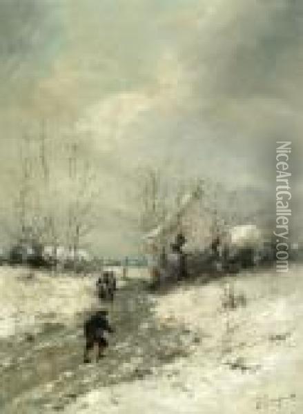 Winterlandschaft Oil Painting - Johann Jungblutt