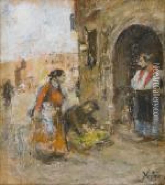 Donne Nel Palazzo Del Marchese Cannata Oil Painting - Vincenzo Migliaro