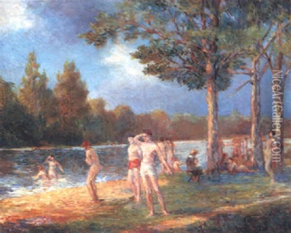 La Baignade Oil Painting - Cornelia Field Maury