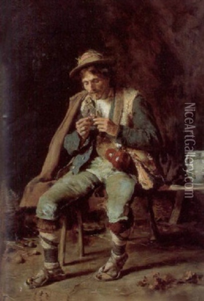 Lighting The Pipe Oil Painting - Federico Andreotti