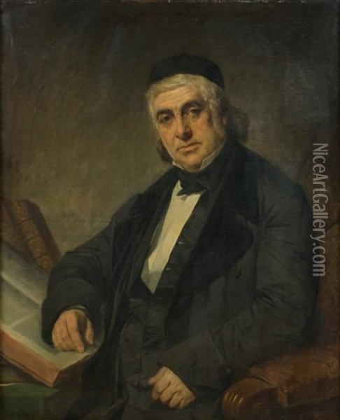Portrait D'un Juriste Devant Son Bureau Oil Painting - Constant Mayer