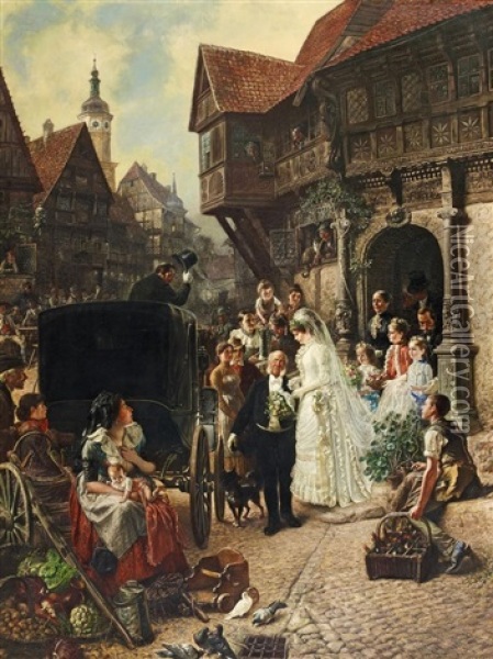 Der Auszug Der Braut Zur Kirche Oil Painting - Conrad Beckmann