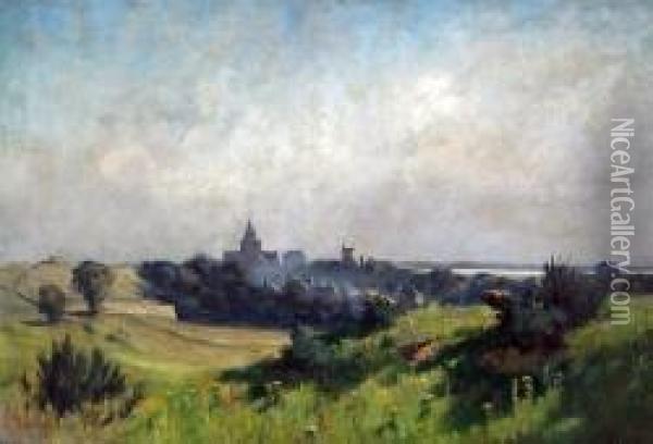 Dornoch And The Links, Sutherland Oil Painting - Robert Crawford