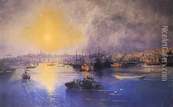Constantinople Sunset Oil Painting - Ivan Konstantinovich Aivazovsky