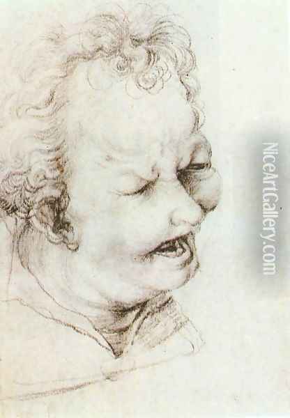 Head of a Shouting Man (2) c. 1520 Oil Painting - Matthias Grunewald (Mathis Gothardt)