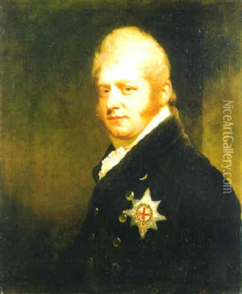 Portrait Of Prince Adolphus Frederick, Duke Of Cambridge, Bust-length, Wearing The Star Of The Garter Oil Painting - Sir William Beechey