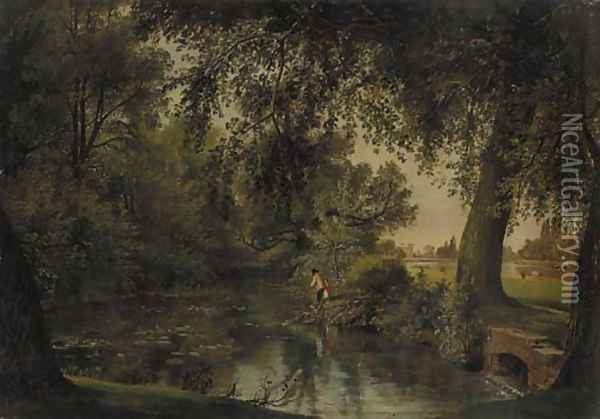 Pond Twickenham Park Oil Painting - George Hilditch