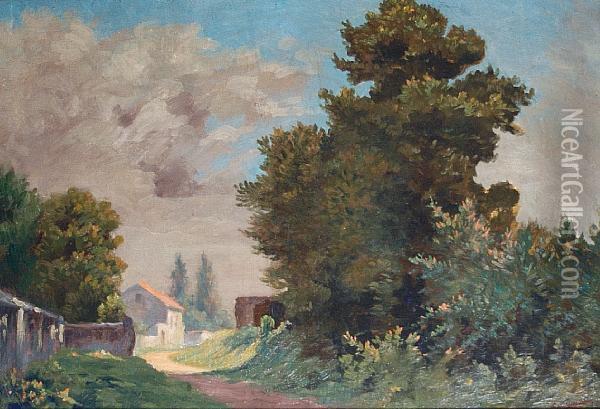 A Country Lane Oil Painting - Leo Gausson