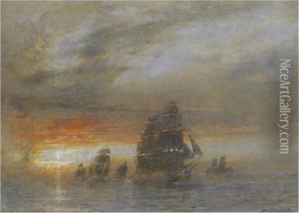 To Meet The Invincible Armada Oil Painting - Albert Goodwin
