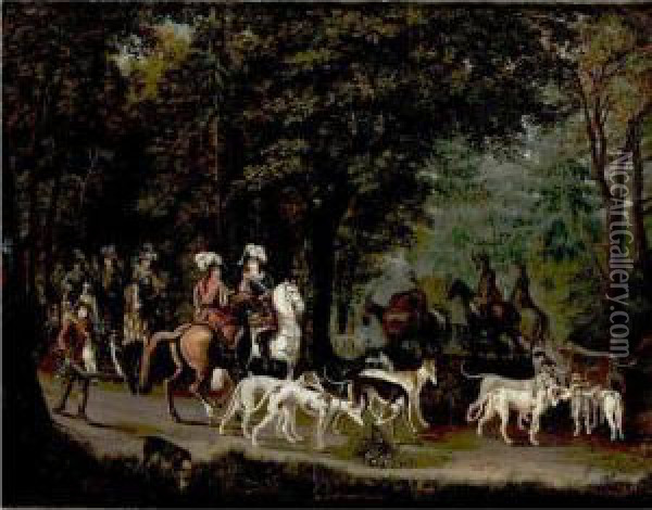 Hunting Party Oil Painting - Johann Friedrich Seupel