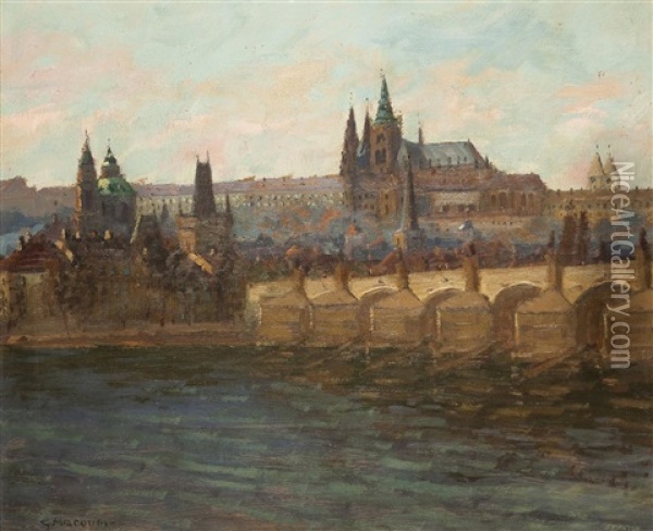 Blick Auf Den Hradschin Oil Painting - Gustav Macoun
