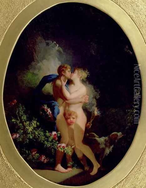 Venus and Adonis Oil Painting - Jacques-Antoine Vallin