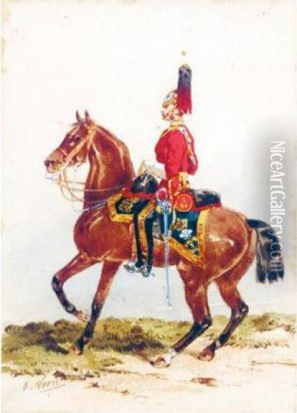 An Officer Of The Third Dragoon Guards; An Officer Of The Royal Horse Artillery Oil Painting - Orlando Norie
