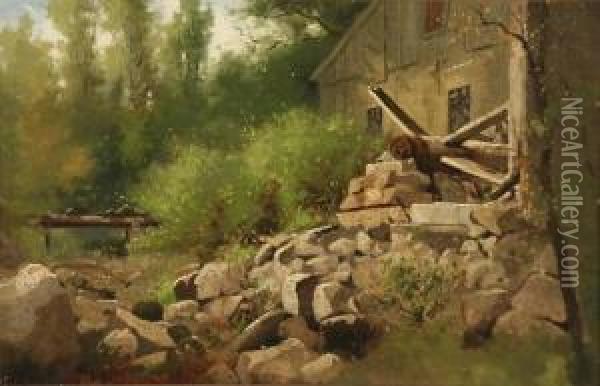Landscape With Mill Oil Painting - James Henry Moser