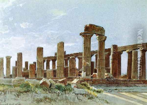Agrigento (or Temple of Juno Lacinia) Oil Painting - William Stanley Haseltine