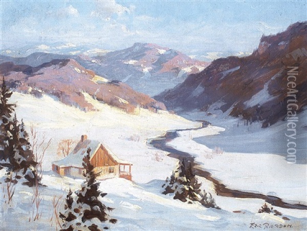 A Sunny Winter's Day Oil Painting - Eric Riordon