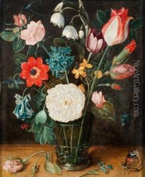 Bouquet De Fleurs Sur Un Entablement Oil Painting - Isaak Soreau