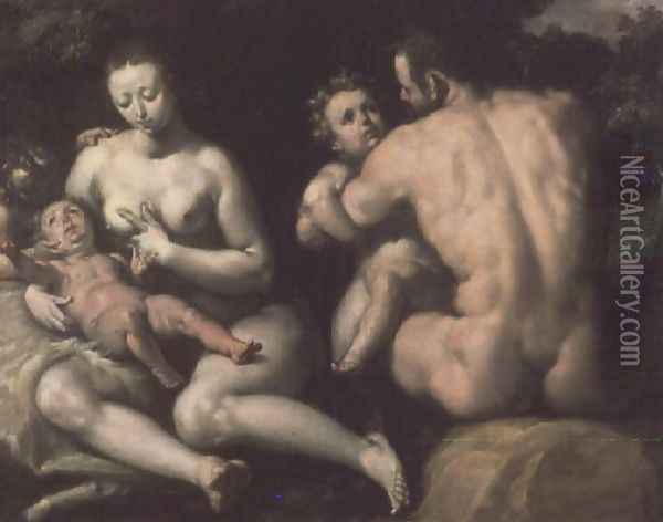 Noah's Family Oil Painting - Cornelis Cornelisz Van Haarlem