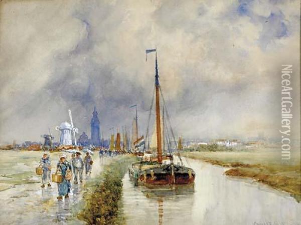 Near Ghent Flanders Oil Painting - Jacques Jules Joussay