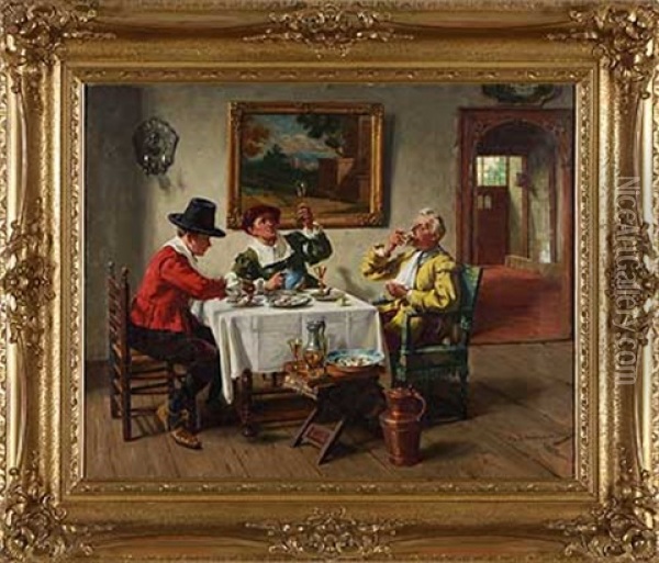 Austernfruhstuck Oil Painting - Albert Friedrich Schroeder