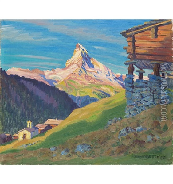 <morgensonne In Findelen (zermatt) Mit Matterhorn>, 1927 Oil Painting - Waldemar Theophil Fink