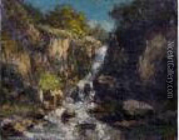 Cascade De Montagne Aux Environs De Fleurier Oil Painting - Gustave Courbet