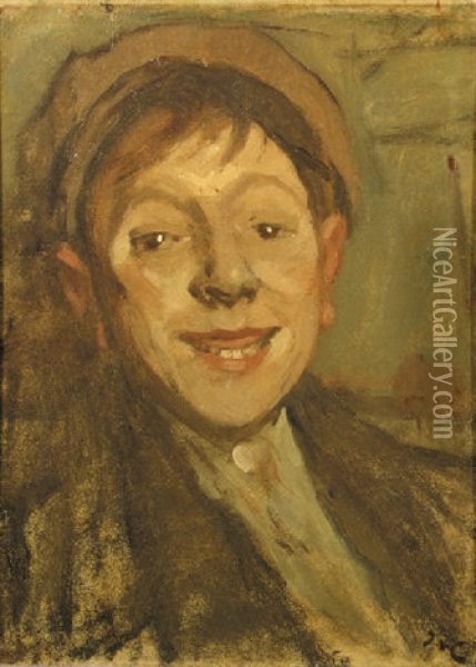 A Portrait Of Kobus Scheffer Oil Painting - Pieter van Looij