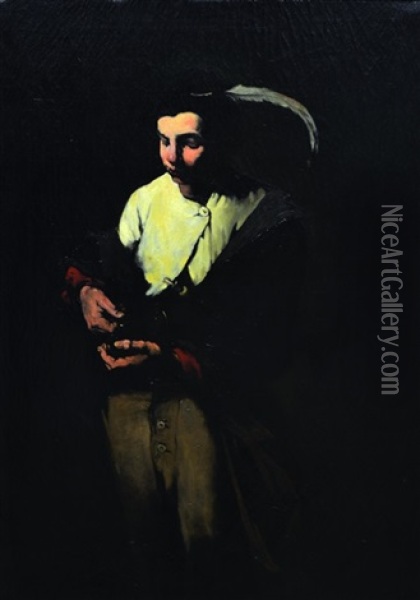 Portrait Of A Young Man Oil Painting - Theodule Ribot