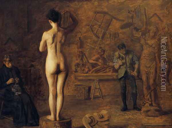 William Rush (1756-1833) carving his Allegorical Figure of the Schuylkill River, 1908 Oil Painting - Thomas Cowperthwait Eakins