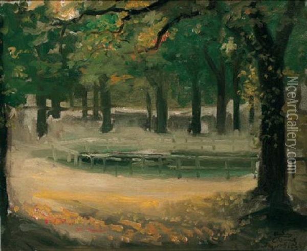Pond In Hyde Park, London Oil Painting - Theodore Casimir Roussel