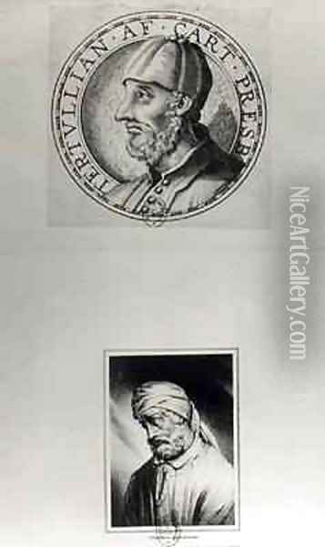 Two portraits of Quintus Septimus Florens Tertullianus 160-c.220 known as Tertullian Oil Painting - Etienne Gautier