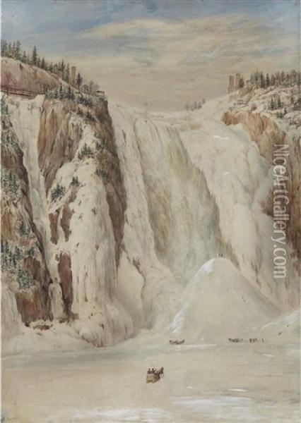 Montmorency Falls, Circa 1853 Oil Painting - Cornelius David Krieghoff