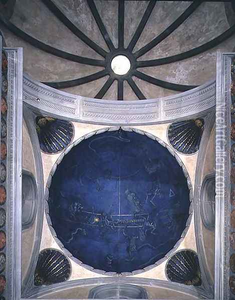 The Path of the Sun through the stars on the night of the 4th July 1442, from the soffit above the altar, c.1430 Oil Painting - Giuliano dArrighi Pesello