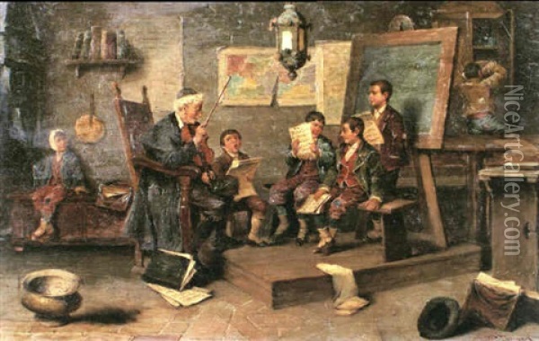 The Singing Lesson Oil Painting - Rudolph Jelinek